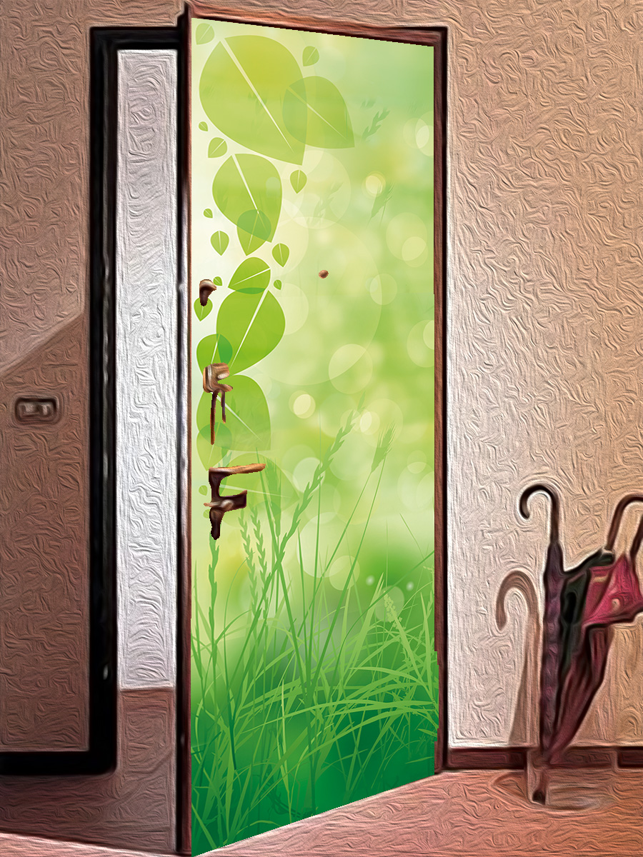 Наклейка на дверь  - Зеленая трава | магазин Интерьерные наклейки